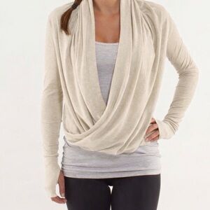Lululemon Women's Iconic Wrap Sweater Oatmeal Thumbhole Sleeve!